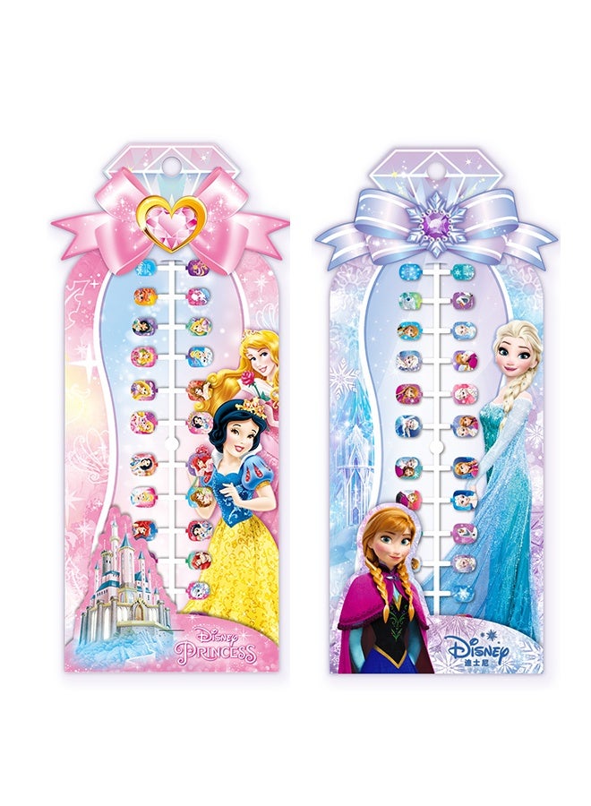 48 Pieces Of Children's Nail Sstickers Disney Princess Cartoon Nail Stickers Frozen Children's Nail Stickers Set Self-adhesive Non-Toxic And Odorless Girl Princess Nail Stickers - Image 1