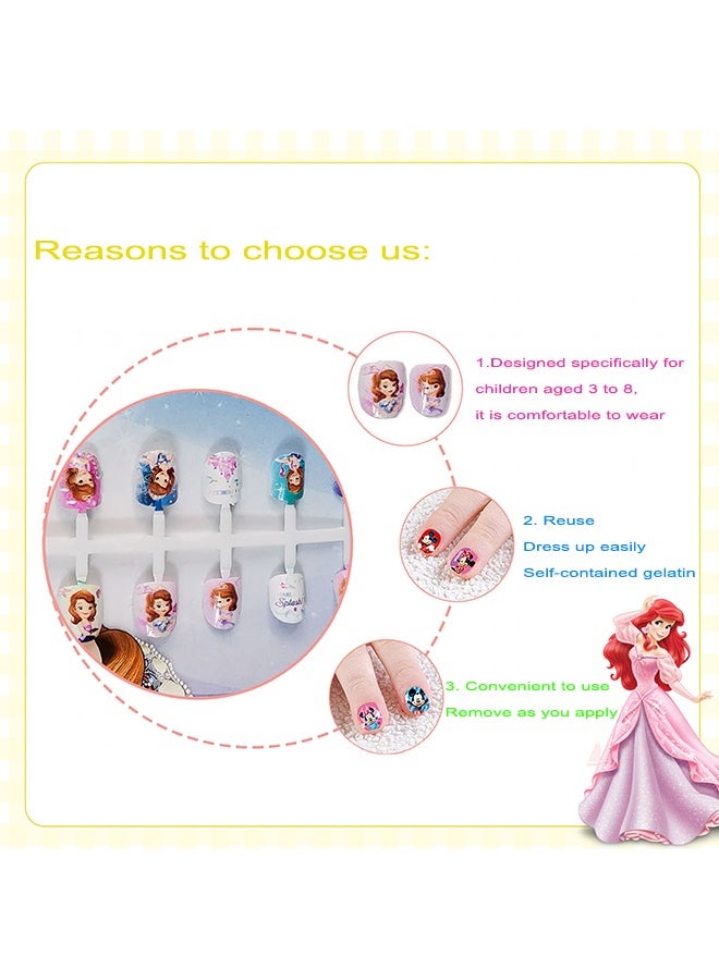 48 Pieces Of Children's Nail Sstickers Disney Princess Cartoon Nail Stickers Frozen Children's Nail Stickers Set Self-adhesive Non-Toxic And Odorless Girl Princess Nail Stickers - Image 4