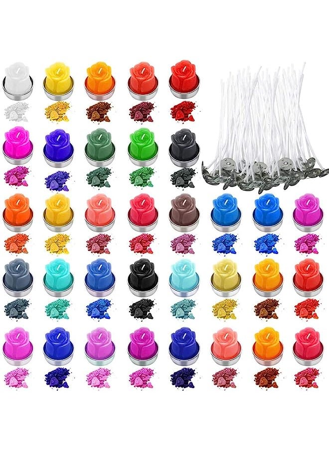 erorex - Wax Dye for Candle Making 34 Color Wax, Natural Candle Wax Dye A Great Candle Color Dye Choice Perfectly Melted-EVENLY Coloring, with 200 Pieces Candle Wicks, High Safety - Image 1