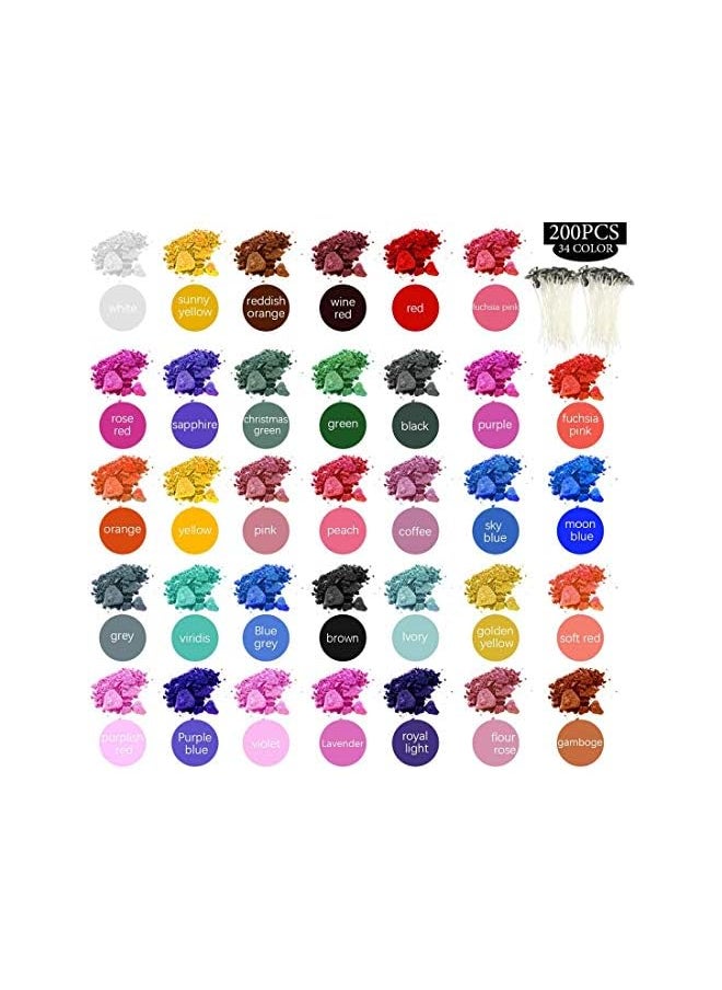 erorex - Wax Dye for Candle Making 34 Color Wax, Natural Candle Wax Dye A Great Candle Color Dye Choice Perfectly Melted-EVENLY Coloring, with 200 Pieces Candle Wicks, High Safety - Image 1