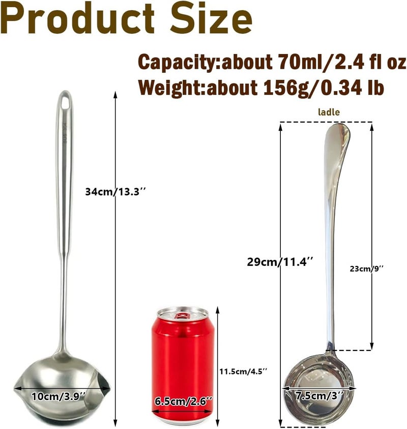 Txhlyx Soup Gravy Ladle,18/10 Stainless Steel Cooking Serving Ladle,great for Soups,Gravy,11.4-Inch 1Pack - Image 3