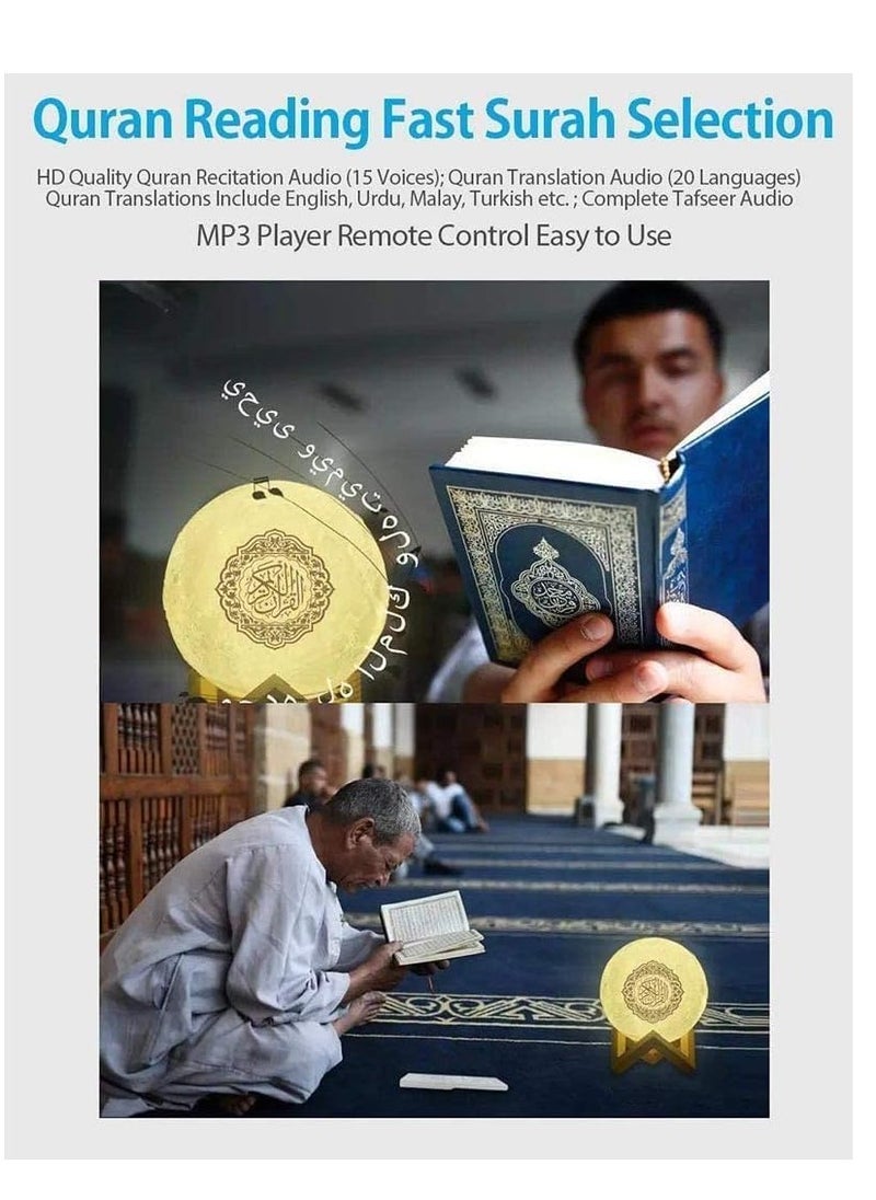Gravity Speakers Portable Bluetooth Speakers with Remote, 16 Colors 3D Print Moon Lamp, Touch Control Night Light, Quran Recitations and Song, FM Broadcast  - Image 2