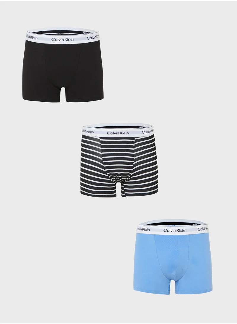 كالفن كلاين 3 Pack Logo Band Trunks