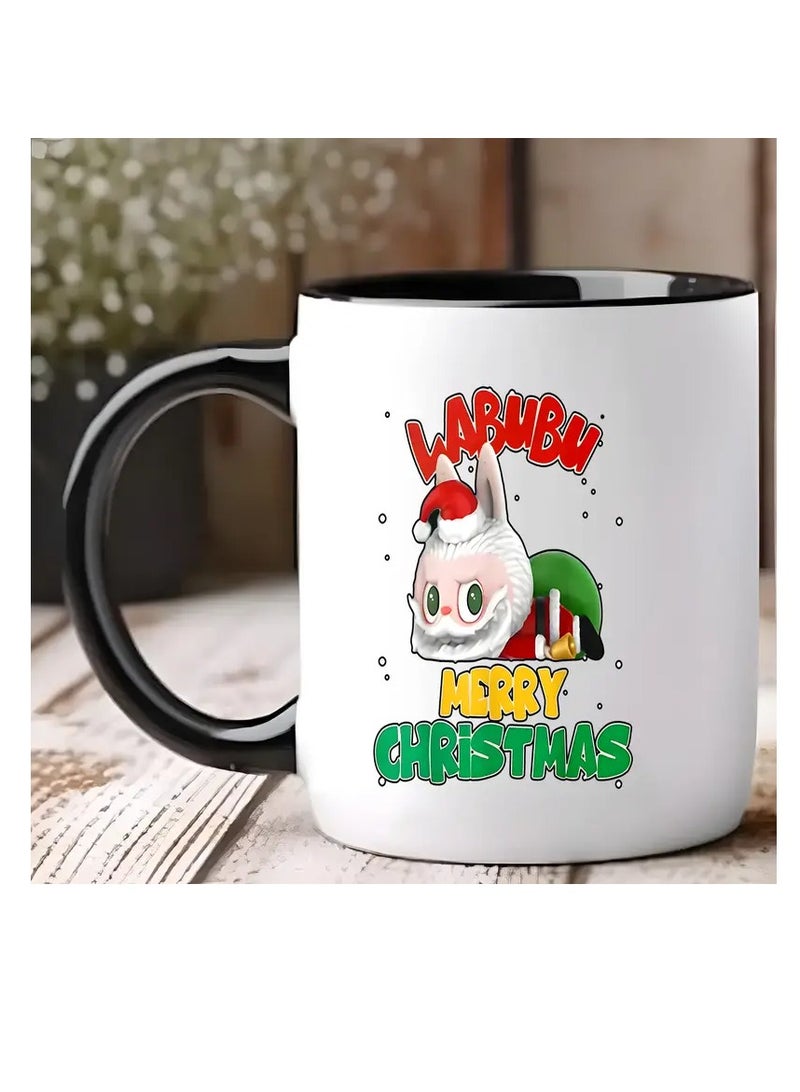 RYN 1pc Labubu Merry Christmas Ceramic Mug, 11oz Double-Sided Cartoon Design Coffee Cup, Novelty Drinkware for All Seasons, Ideal Christmas and New Year Gift - Image 2