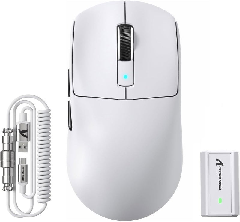 Eweadn All user group compatible ATTACK SHARK R6 LIGHTSPEED Wireless Gaming Mouse, 39G Ultralight Design, HyperSpeed with 8K Hz, PAW3950 Sensor, Nordic52840, 42K DPI for E-sports Game, Tri-Mode Programmable Mice - White Globally popular elegant design - Image 1