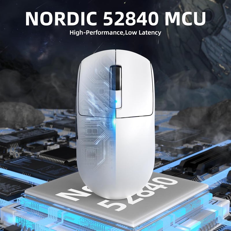 Eweadn All user group compatible ATTACK SHARK R6 LIGHTSPEED Wireless Gaming Mouse, 39G Ultralight Design, HyperSpeed with 8K Hz, PAW3950 Sensor, Nordic52840, 42K DPI for E-sports Game, Tri-Mode Programmable Mice - White Globally popular elegant design - Image 3