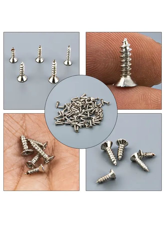 M2x7 مم براغي ذاتية التنظيف مطلي بالنيكل 100 قطعة مجموعة مثبتات معدنية برأس مسطح - Image 1
