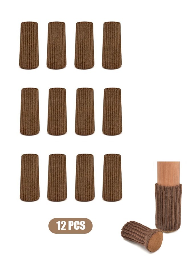 12 Pcs Knitting Wool Chair Leg Socks Chair Leg, Floor Protectors for Avoid Scratches, High Elastic Furniture Pads Set for Moving Easily and Reduce Noise, Near Silent Felt Padded Floor Protector Socks