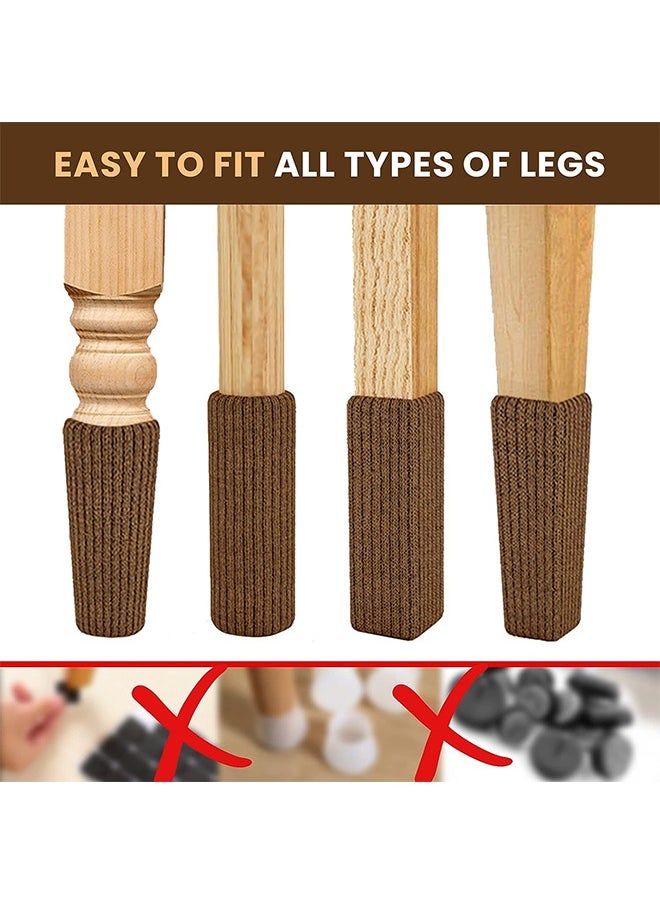 12 Pcs Knitting Wool Chair Leg Socks Chair Leg, Floor Protectors for Avoid Scratches, High Elastic Furniture Pads Set for Moving Easily and Reduce Noise, Near Silent Felt Padded Floor Protector Socks