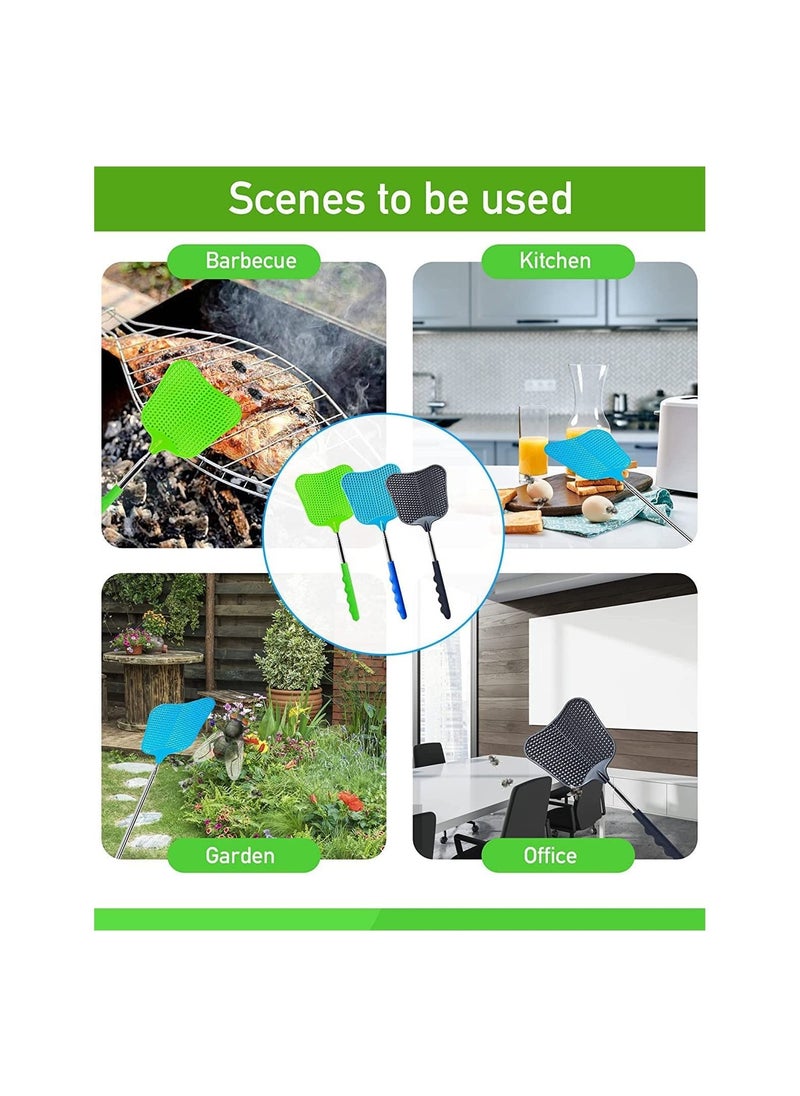 3 pcs Fly Swatter, Fly Swatter Plastic,Telescopic Fly Swatters, Large Bug Swatter That Work for Indoor and Outdoor. (Black Blue Green) - pzsku/ZCDB2CDD64C8FFF30894DZ/45/_/1673774965/38cb5c06-0320-4c4c-8c5e-a06551a36868