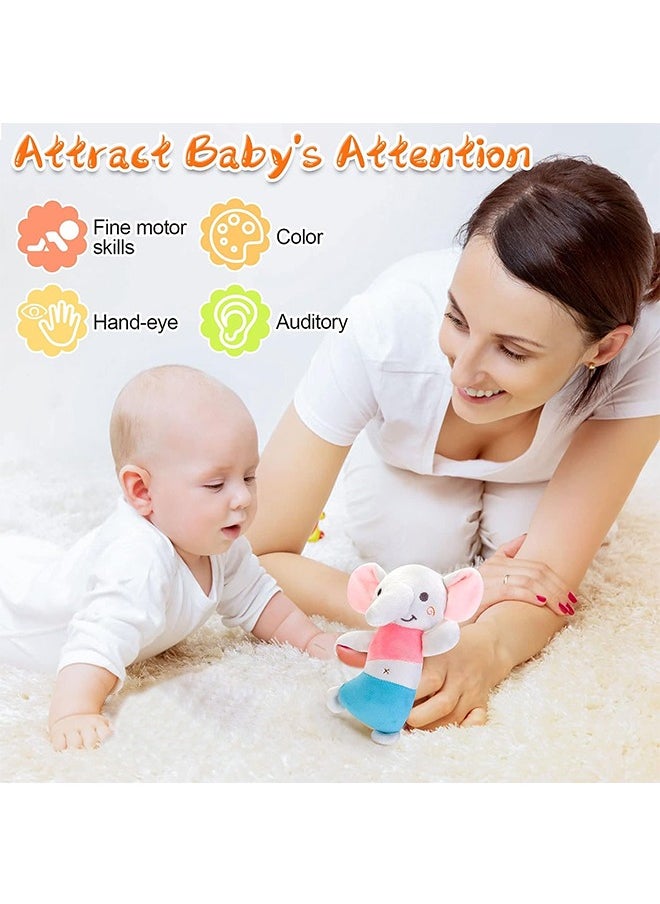 Ant - Baby Rattle Toys, 0-6 Months Plush Stuffed Animals Toys, Newborn Sensory Toys Baby Developmental Toys, Soft Rattles Ring Toy for Infant Shower Gift, Elephant - Image 1
