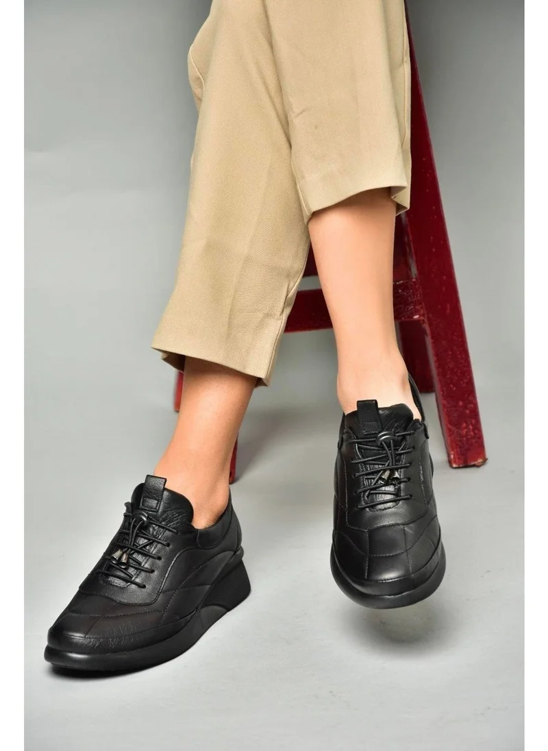فوكس شوز P555193203 Black Leather Comfort Orthopedic Sole Women's Shoes
