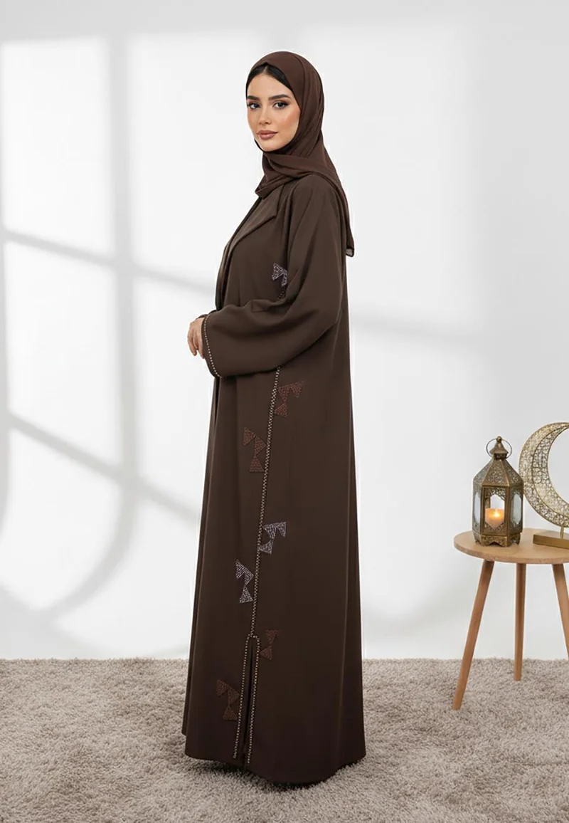 Nukhbaa  Elegant Brown Abaya - A Timeless Classic-849 for Women | Best Price UAE
