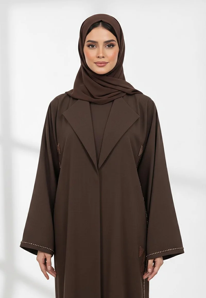 النخبة Elegant Brown Abaya - A Timeless Classic-849