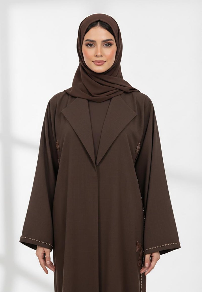 NUKHBAA Elegant Brown Abaya - A Timeless Classic-849 - Image 2