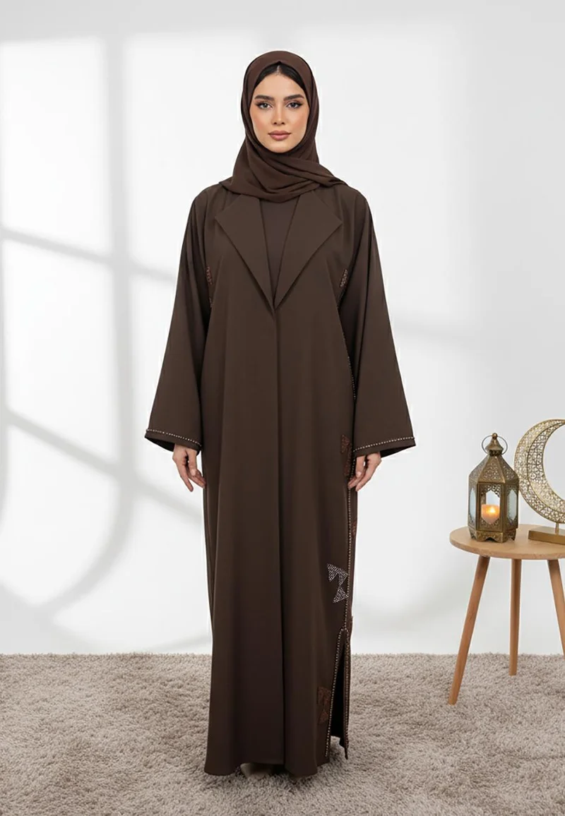 Elegant Brown Abaya - A Timeless Classic-849