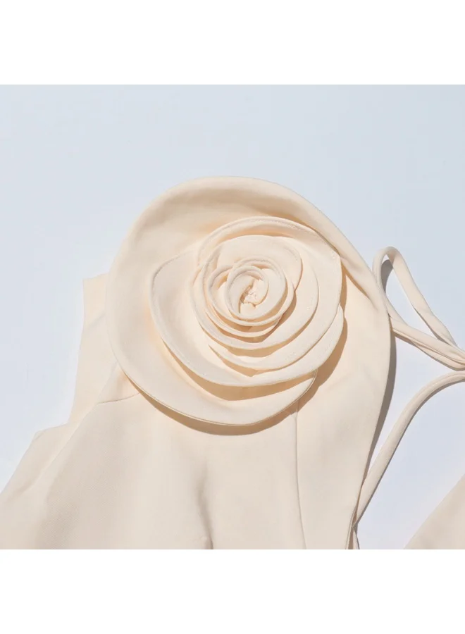 Madam Uniq Elegant Off - white Midi Dress, Petal Sleeves & Pleated Skirt, Formal/Casual Outfit