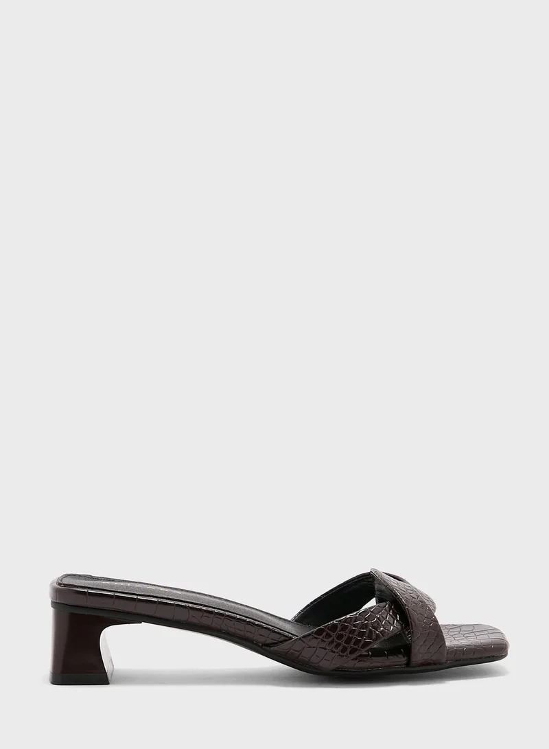 Khizana Square Toe Croc Effect Sandal