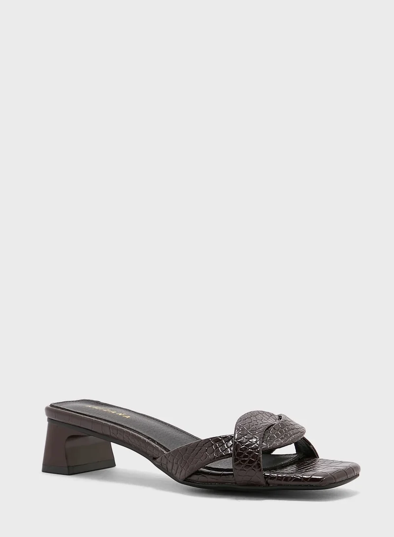 Khizana Square Toe Croc Effect Sandal