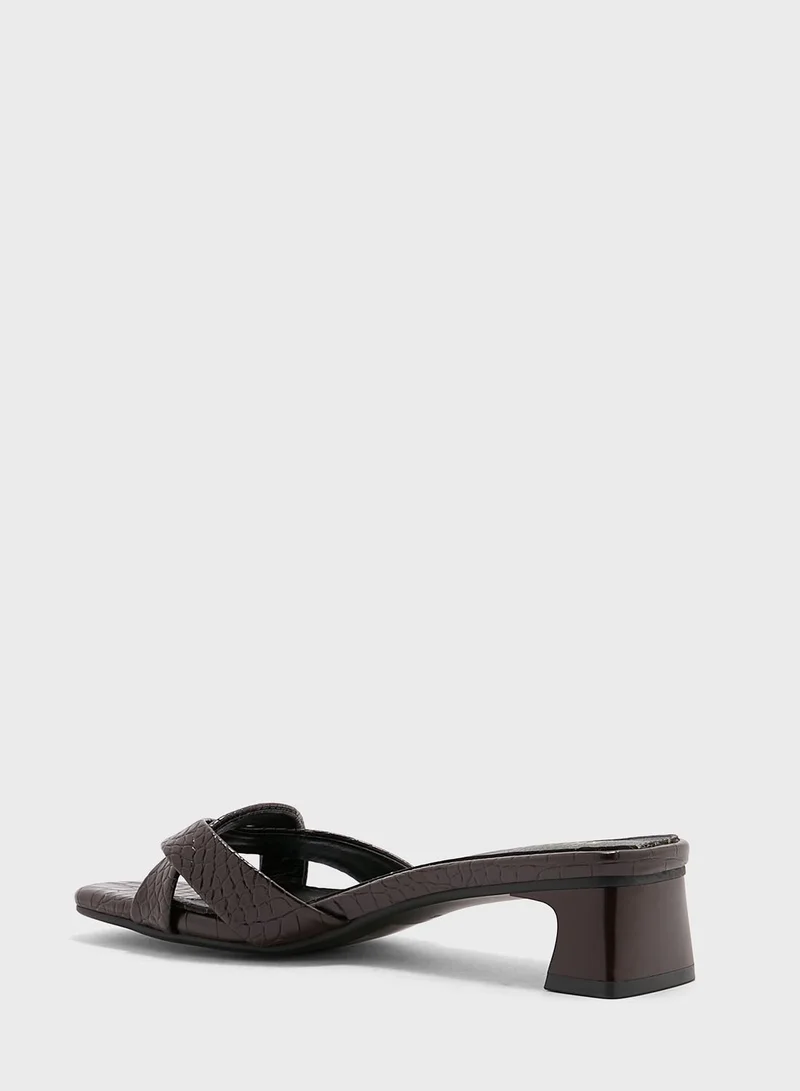 Khizana Square Toe Croc Effect Sandal
