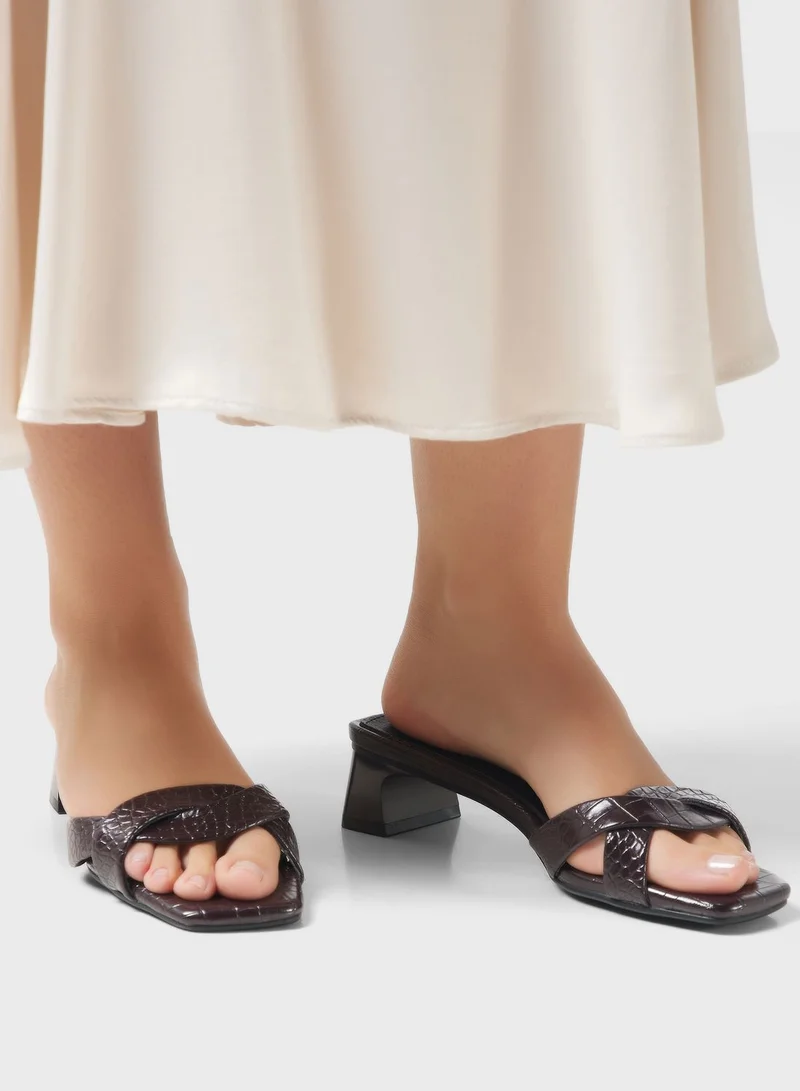 Khizana Square Toe Croc Effect Sandal