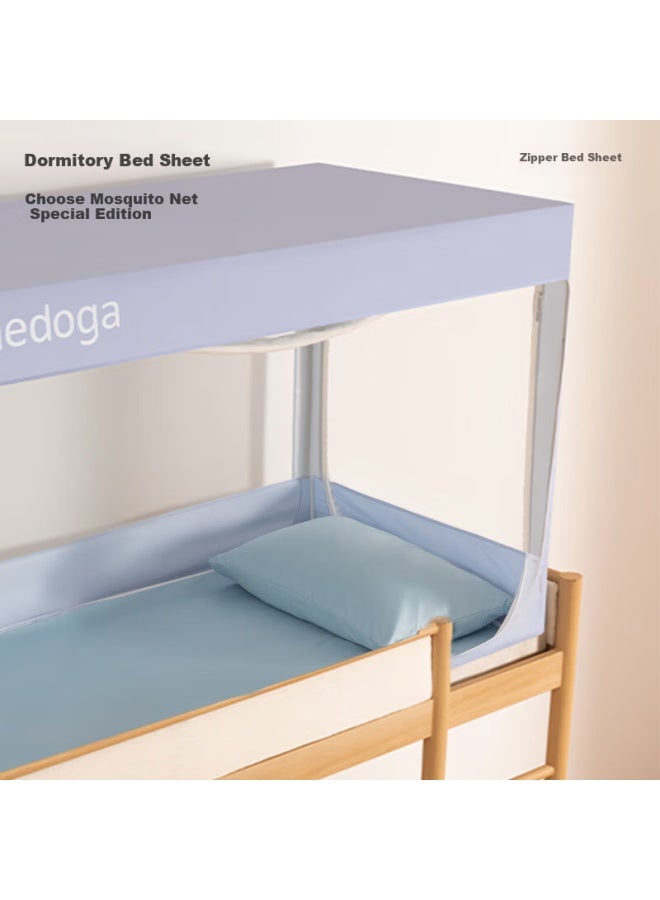 Medoga Student Bed Curtain Mosquito Net Dedicated Bed Sheet, 60-count Cotton, Zipper Structure, Easy To Lay Out And Not Shift, Champagne Gold, 0.9 Meters - Image 2