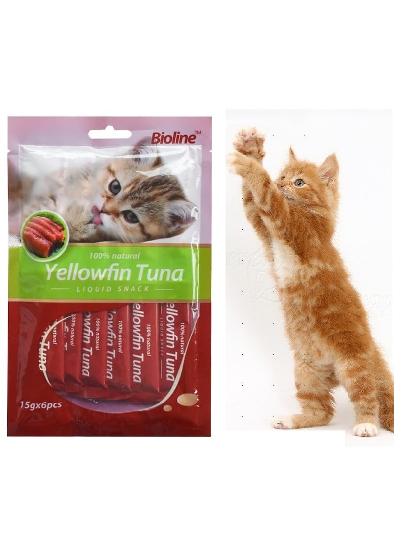 Bioline Natural Liquid Yellowfin Tuna Cat Paste Treats 6X15g - Image 1
