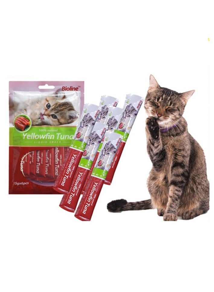 Bioline Natural Liquid Yellowfin Tuna Cat Paste Treats 6X15g - Image 2