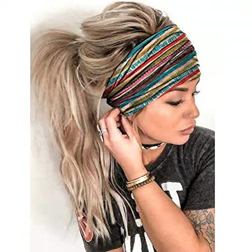 K-Elewon 3 Pack Women Wide Elastic Head Wrap Headband Sports yoga Hair Band Headwear(3 Pack(A26)) - Image 2