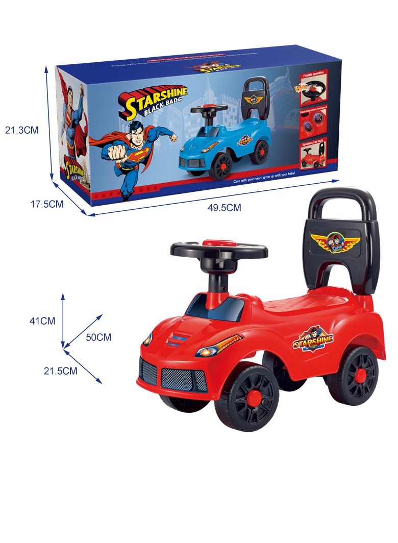 QUNXING Children's Ride-on Car Similar to Superman, Containing a Horn on The Steering Wheel and a Backrest - Image 3
