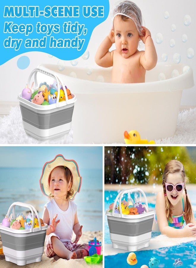Anivia Foldable-Bath-Toy-Storage-Organizer, Bath Toy Holder with Base, Quick-Drain-Drying Bathtub Toy Storage/Basket, Stand Up Bathroom Shower Toys Holder for Kids - Gray - Image 4
