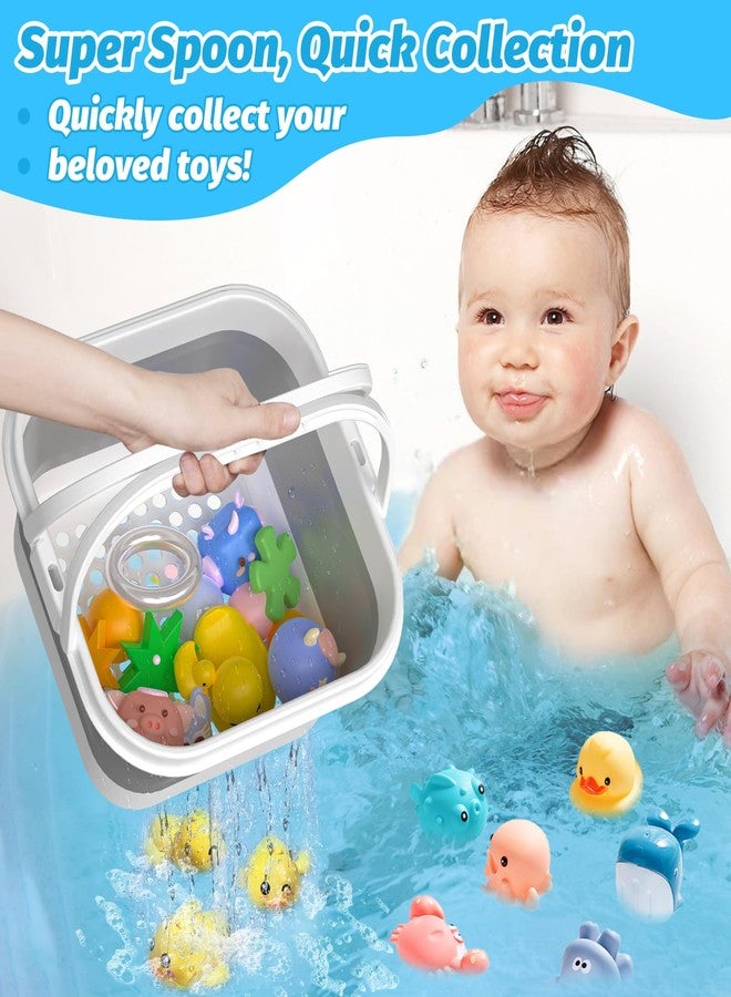 Anivia Foldable-Bath-Toy-Storage-Organizer, Bath Toy Holder with Base, Quick-Drain-Drying Bathtub Toy Storage/Basket, Stand Up Bathroom Shower Toys Holder for Kids - Gray - Image 5