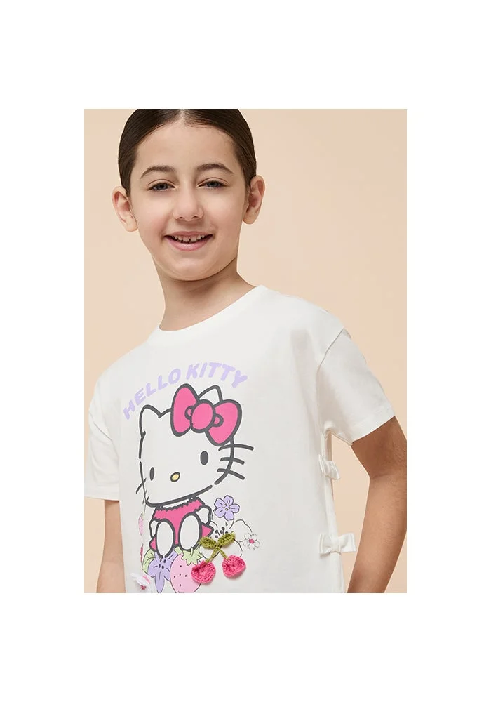 أر أند بي Hello Kitty Print T-Shirt with Crew  Neck and Short  Sleeves
