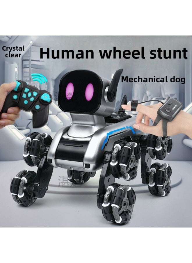 Children's Eight-wheel Stunt Mechanical Dog Intelligent Gesture Induction Spray Drift Climbing Deformation Electric Remote Control Toy Dog-Color:Eight-wheel Stunt Mechanical Dog-single Control-Specification:Great Value Dual Battery  - Image 2