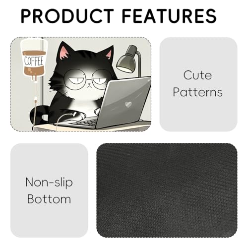 ZORBES® Mouse Pad with Wrist Support, Funny Cat Ergonomic Mouse Pad with Wrist Support I'm Fine Motivational Memo Design, Soft Gel Rest, Non-Slip Mouse Mat for Office & Home - Image 3