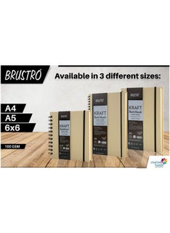 BRUSTRO BRUSTRO Toned Paper - Kraft Sketchbook | A5, 100 GSM | 100 Sheets/200 Pages |Wiro Bound, Spiral, Premium,Acid-free Paper, Ideal for Dry media, Mandala Art, Graphite, Charcoal, Colour pencils, Gel pens  - Image 5