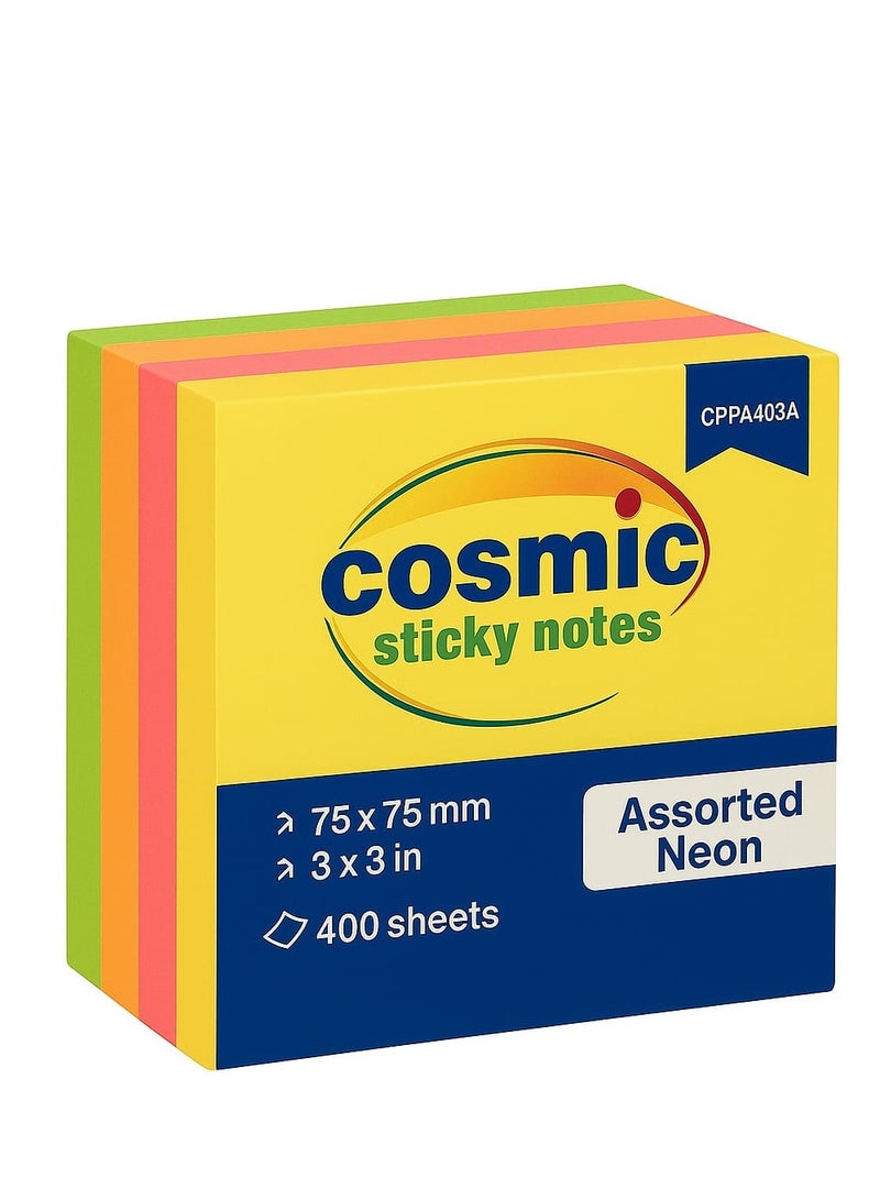 COSMIC STICKY NOTE PACK OF 6, 3X3 INCH ASSORTED COLORS, 400 SHEETS PAD - Image 4
