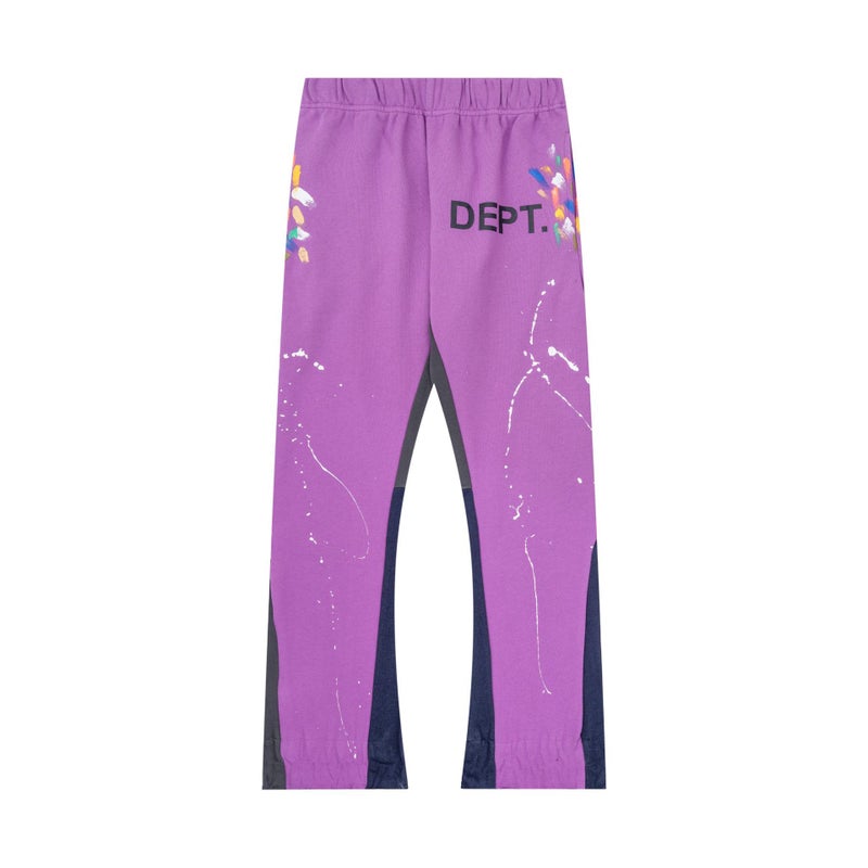 Gallery Dept Classic Hand-Painted Splash Ink Graffiti Printed Stitching Pure Cotton Pants Lovers Casual Trousers - Image 1