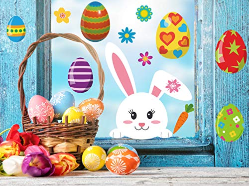 CYNOSA 120pcs Easter Window Clings Stickers for Home Decoration, Easter Egg Large Bunny and Chick Carrot Window Decals Stickers for Home Office Accessories Party Supplies - Image 3