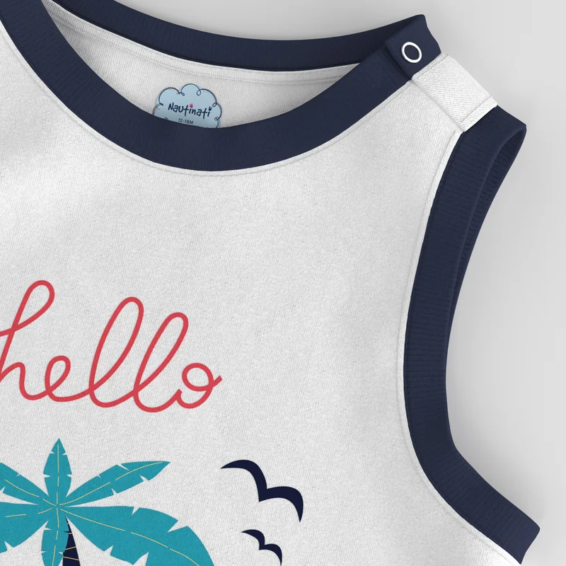 نوتيناتي طقم فيست وشورت قطن مطبوع برسومات للأولاد من نوتيناتى