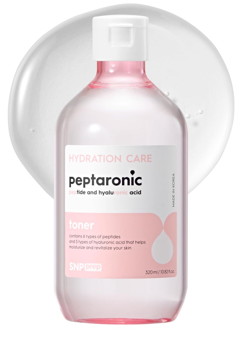 Snp 6 Peptides + 5 Hyaluronic Acid Facial Toner | Moisturizing, Soothing & Firming Korean Skincare for Dry & Sensitive Skin | Daily Face Toner | Peptaronic | 10.8 Fl Oz