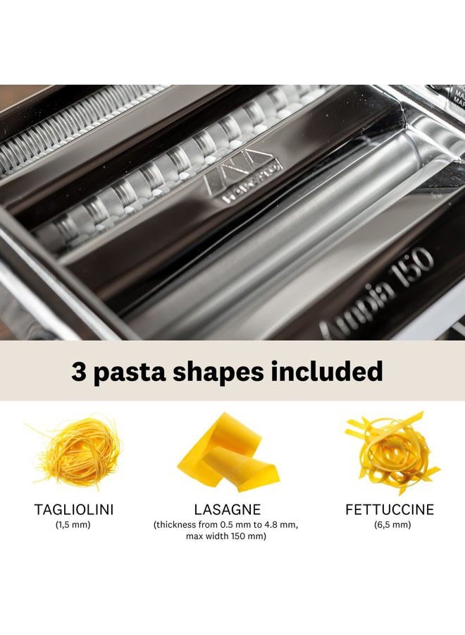 Marcato Pasta Machine, Pasta Maker, Pasta Roller for Handmade Fresh Pasta, Made in Italy, Chromed Steel, Adjustable Thickness Settings, for Lasagna, Fettuccine, Tagliolini. Model: Ampia 150 - Image 3