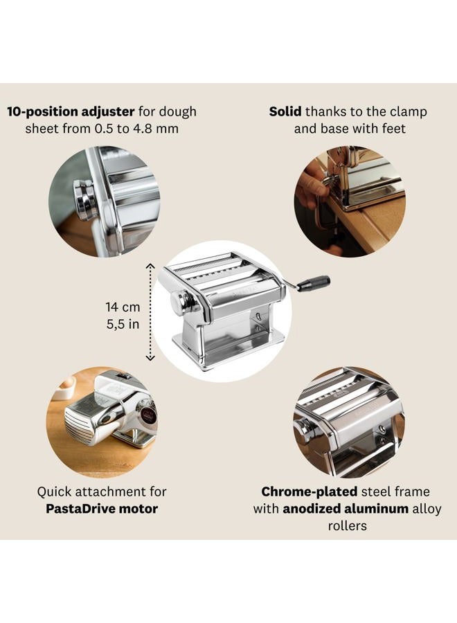 Marcato Pasta Machine, Pasta Maker, Pasta Roller for Handmade Fresh Pasta, Made in Italy, Chromed Steel, Adjustable Thickness Settings, for Lasagna, Fettuccine, Tagliolini. Model: Ampia 150 - Image 5