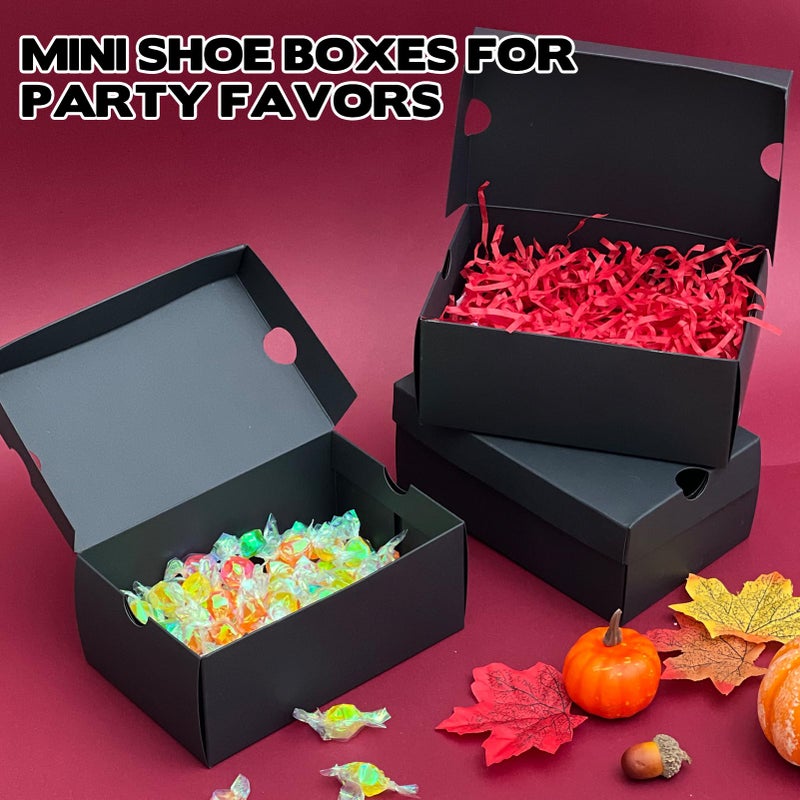 Foxtell 24 Pack Mini Sneaker Boxes for Party Favors 6.1 x 3.9 x 2.6 Inch Mini Shoe Gifts Boxes for Candies Cookies Snacks Sports Small Gift Case with Label for Wedding, Holiday, Birthday Party Favor (Black) - Image 5