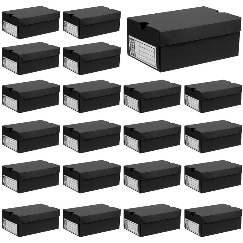 Foxtell 24 Pack Mini Sneaker Boxes for Party Favors 6.1 x 3.9 x 2.6 Inch Mini Shoe Gifts Boxes for Candies Cookies Snacks Sports Small Gift Case with Label for Wedding, Holiday, Birthday Party Favor (Black) - Image 1
