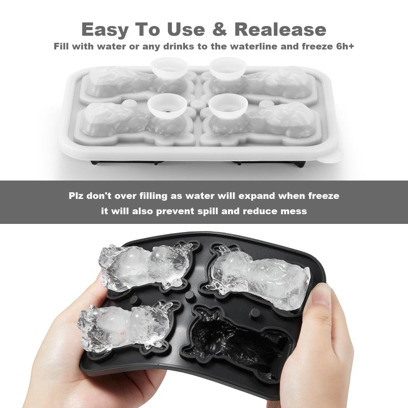 ACOOKEE 3D Highland Cow Ice Cube Tray Fun Shapes, Novelty Highland Cow Gifts, Holiday Stocking Stuffers for Men Women, Cute Highland Cattle Ice Mold for Whiskey,Cocktail,Bourbon - Image 5