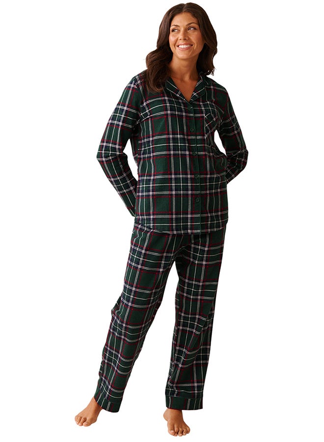 La Vie en Rose Green Plaid Flannel PJ Set - Image 1