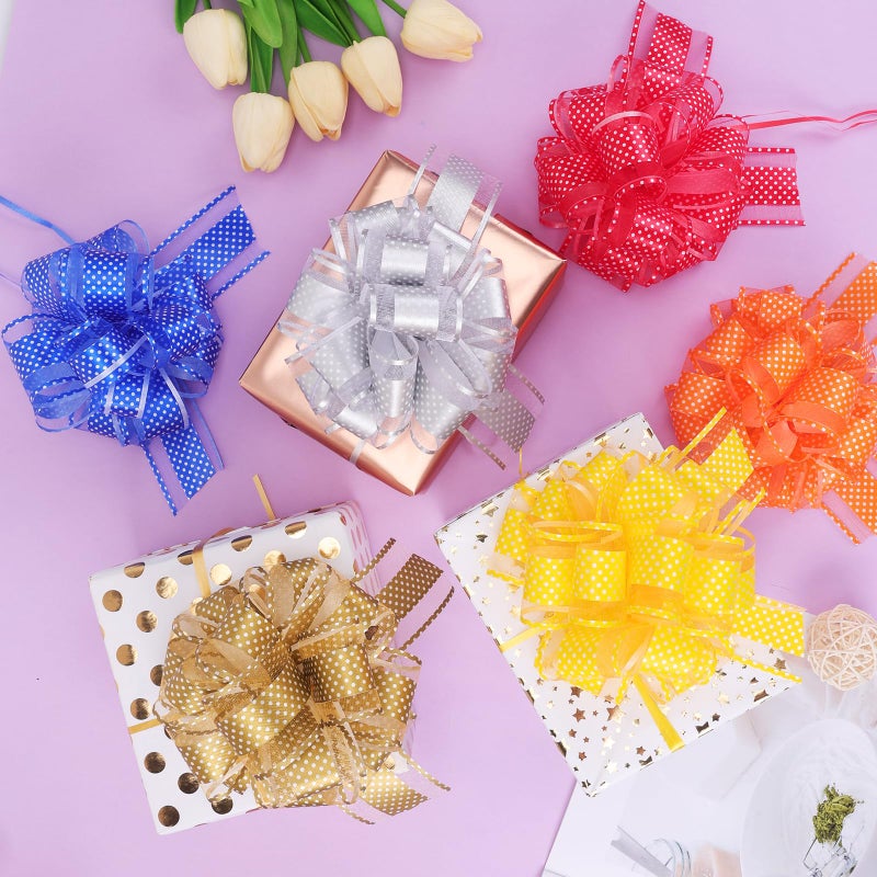 FUMILE 24 Pcs Large Pull Bows for Gift Wrapping,12 Colors 6 Inch Pull Bows for Present Wrapping Gift Baskets Flower Bouquets, Pull Ribbon Gift Bows for Party, Christmas, Valentine's Day, Wedding, Birthday. - Image 4
