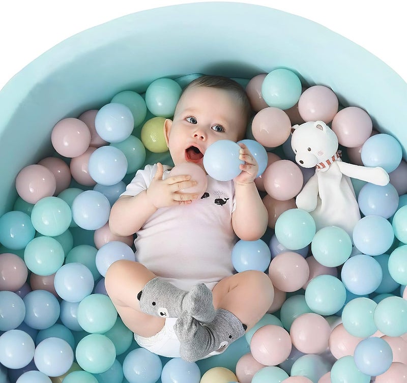 TRENDBOX Ball Pit Balls 100-4 Macaron Colors Pit Balls Non-Toxic Free BPA Soft Plastic Balls for Ball Pit Play Tent Baby Playhouse Pool Birthday Party Decoration (A-4 Macaron Colors) - Image 1
