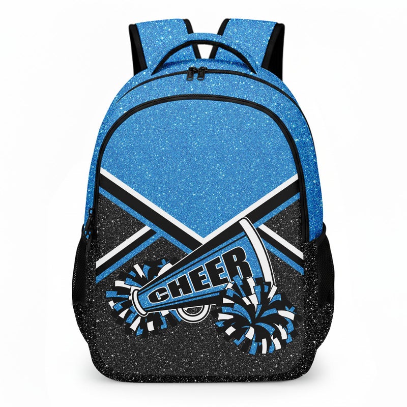 HJKLONE Cheer Backpack with Ribbon Keychain, Glitter Cheerleading Backpack for Women, Cheerleader Gifts (Blue) - Image 3
